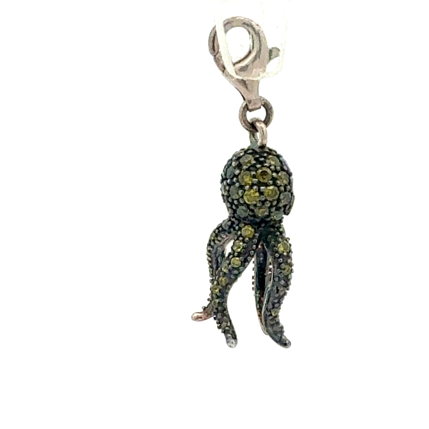Rückseite Silber Tintenfisch Anhänger mit funkelnden Steinen und filigranen Tentakeln