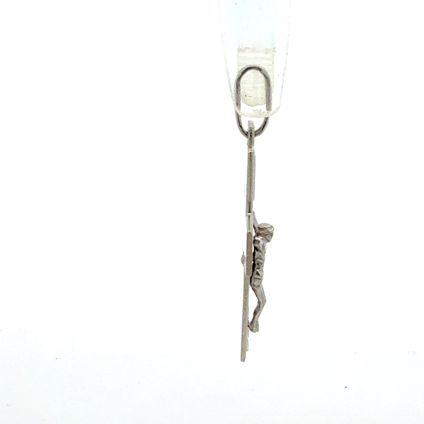 925 Silber Kreuz Anhänger seitliche Perspektive religiöser Schmuck
