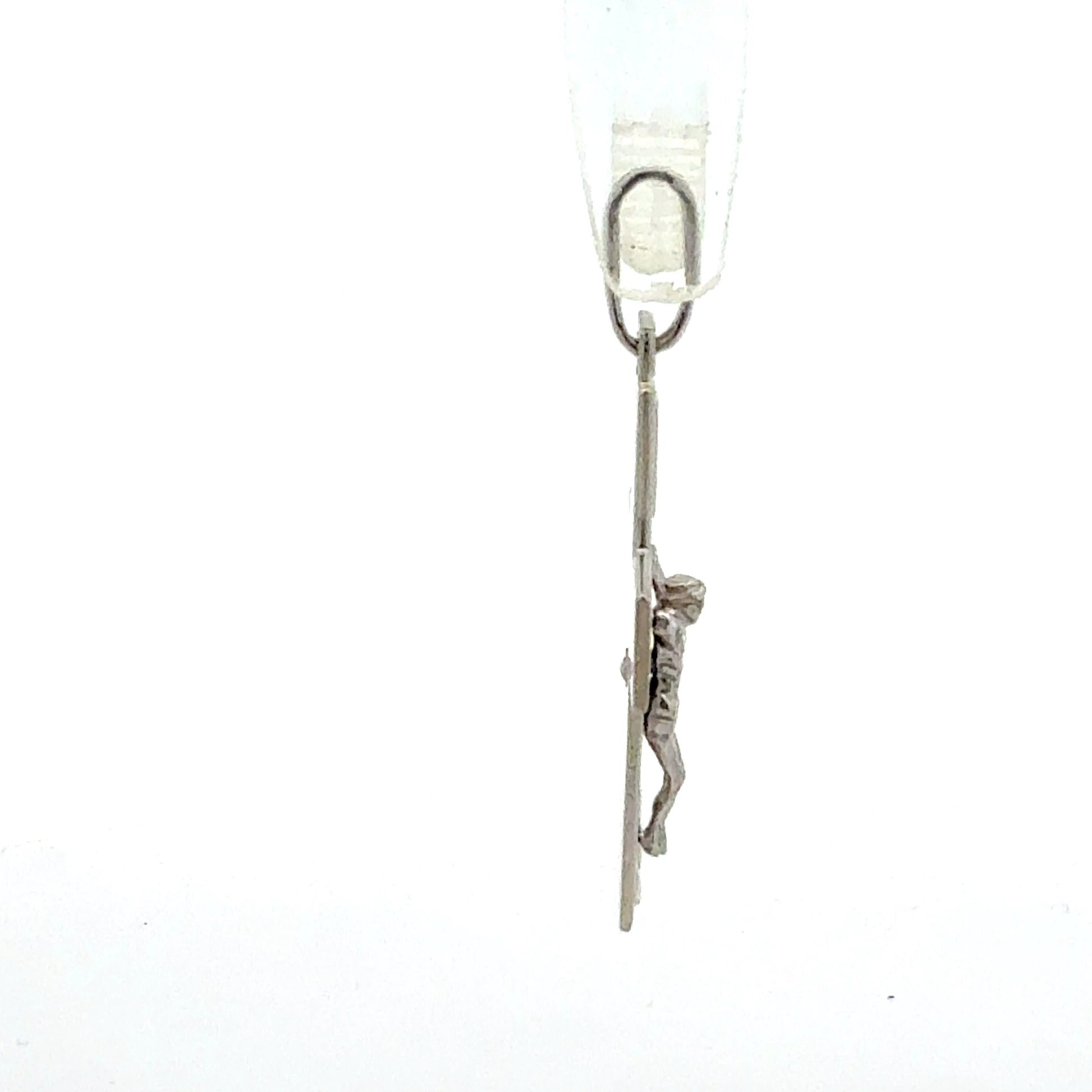 925 Silber Kreuz Anhänger seitliche Perspektive religiöser Schmuck
