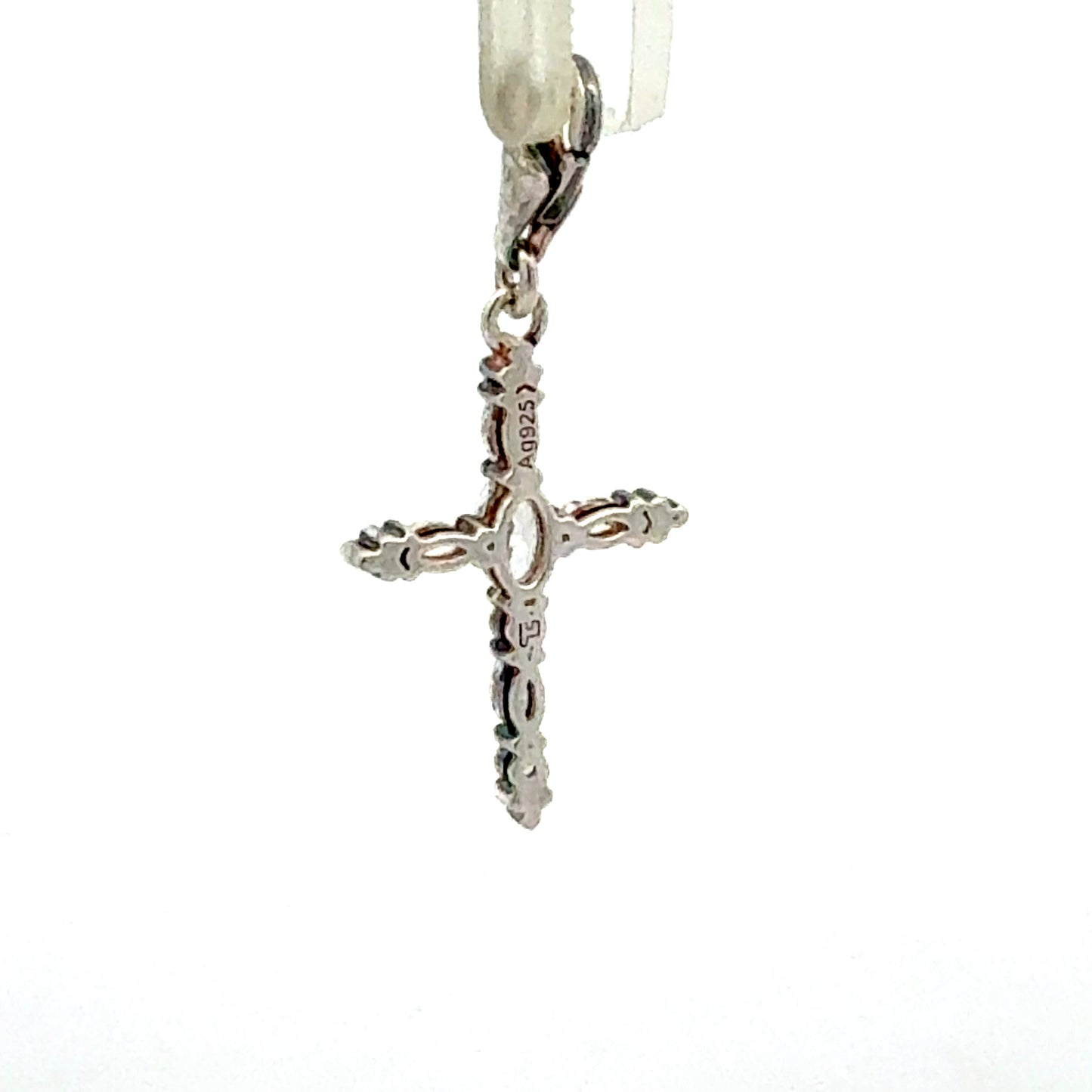 Kreuz Anhänger 925 Silber mit Zirkonia - Rückansicht