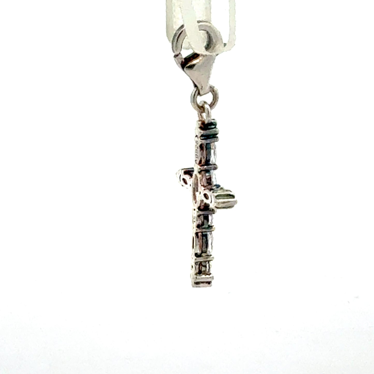 Kreuz Anhänger 925 Silber mit Zirkonia - Rückansicht