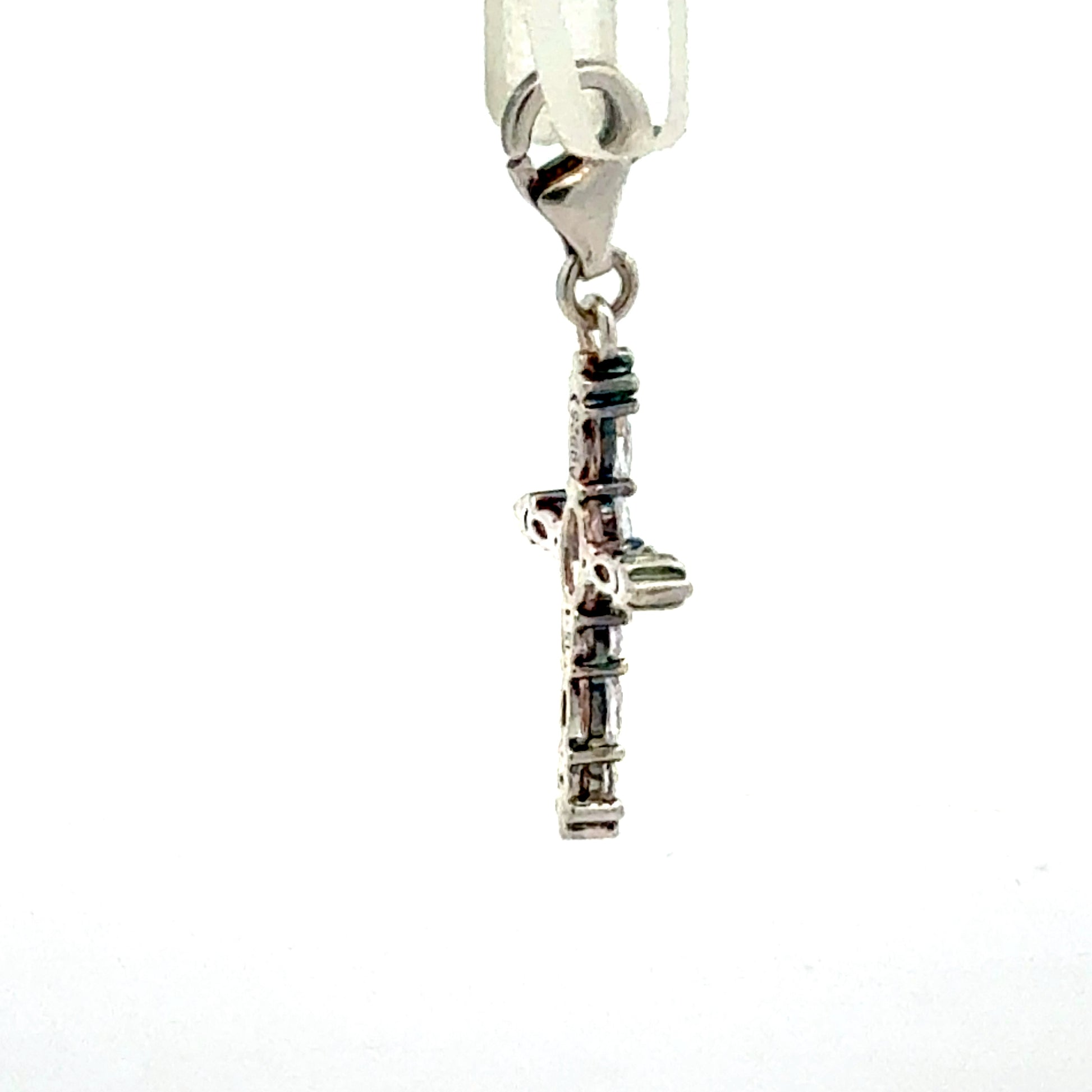 Kreuz Anhänger 925 Silber mit Zirkonia - Rückansicht