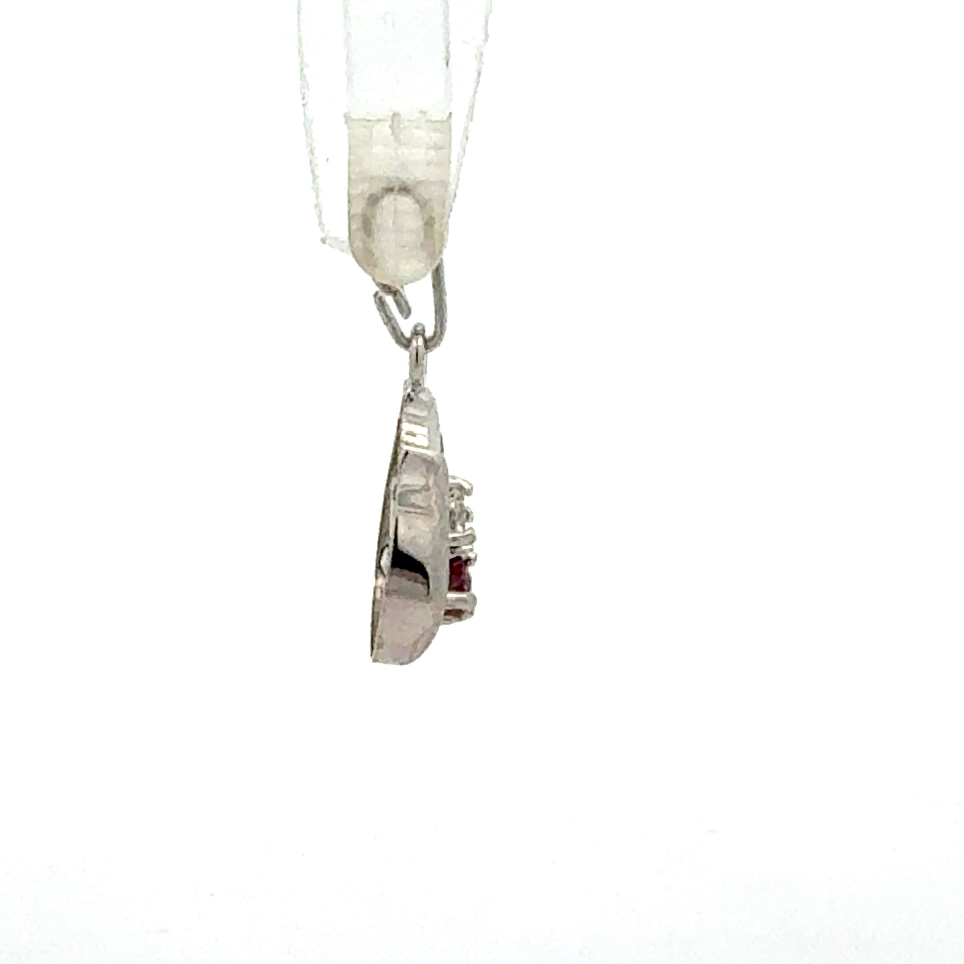 925er Silber Anhänger Zirkonia rot - Seitenansicht der funkelnden Verarbeitung