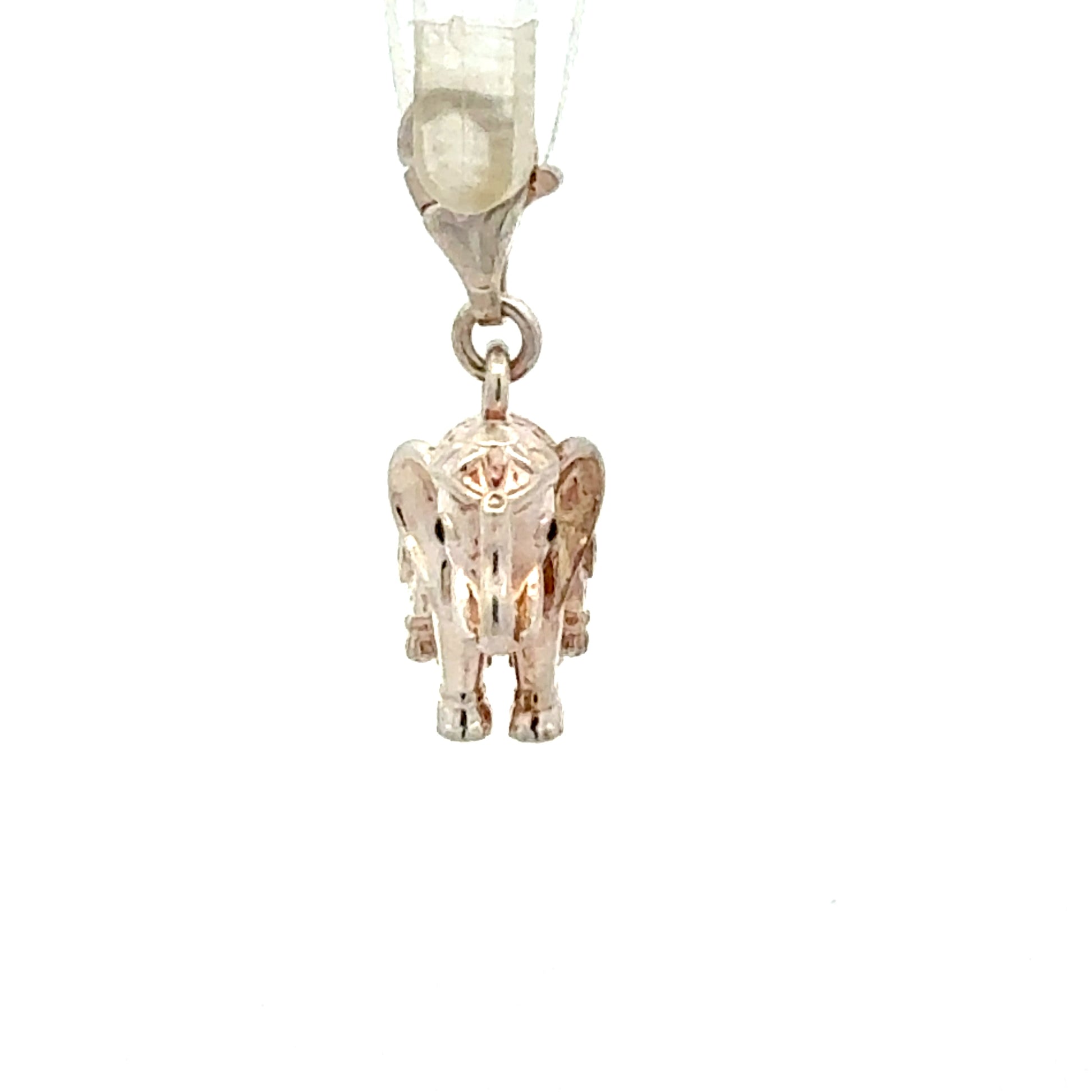 Elefanten-Anhänger aus 925er Silber teilvergoldet mit Zirkonia - Vorderansicht