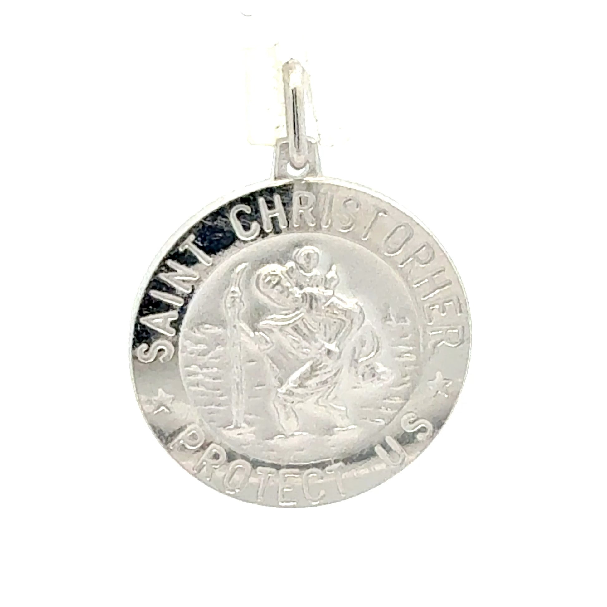925er Silber St. Christopher Medaillon - Detailansicht des Schutzpatrons der Reisenden