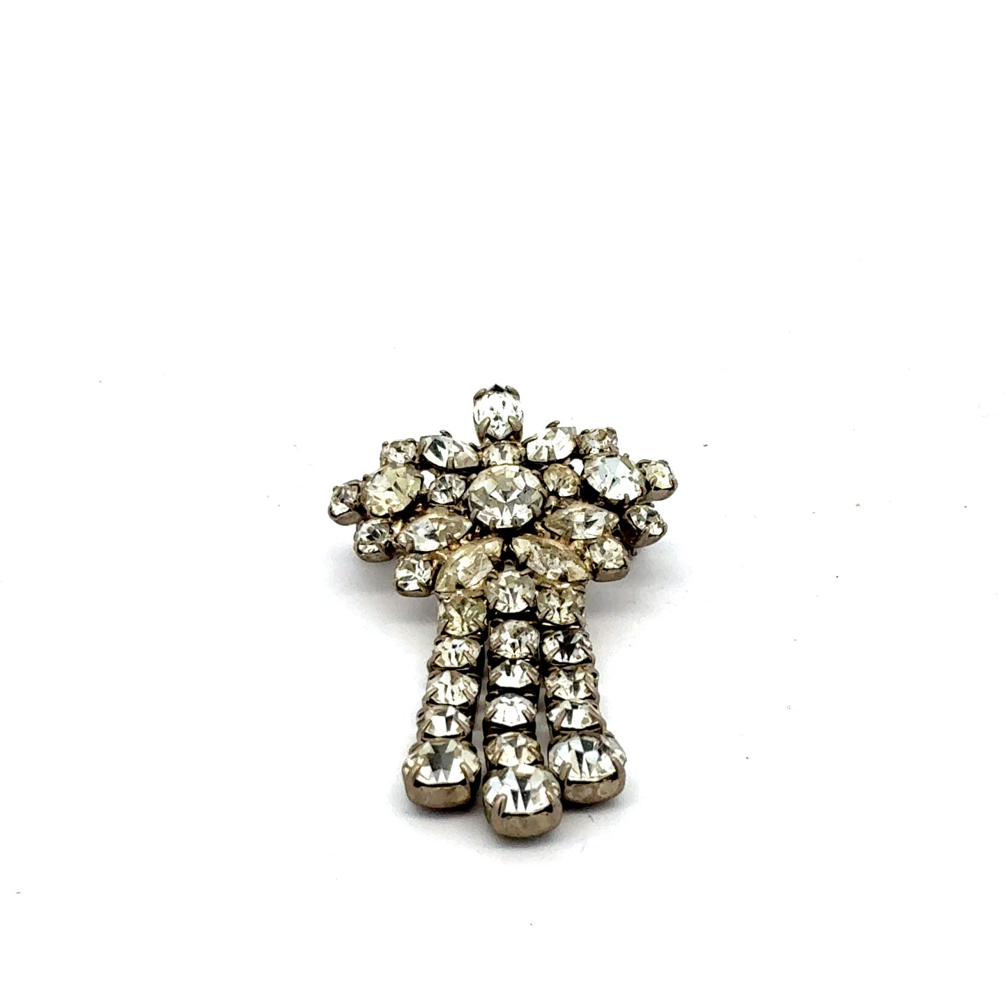 925er Silberbrosche mit Zirkonia - Detailansicht der funkelnden Steine

