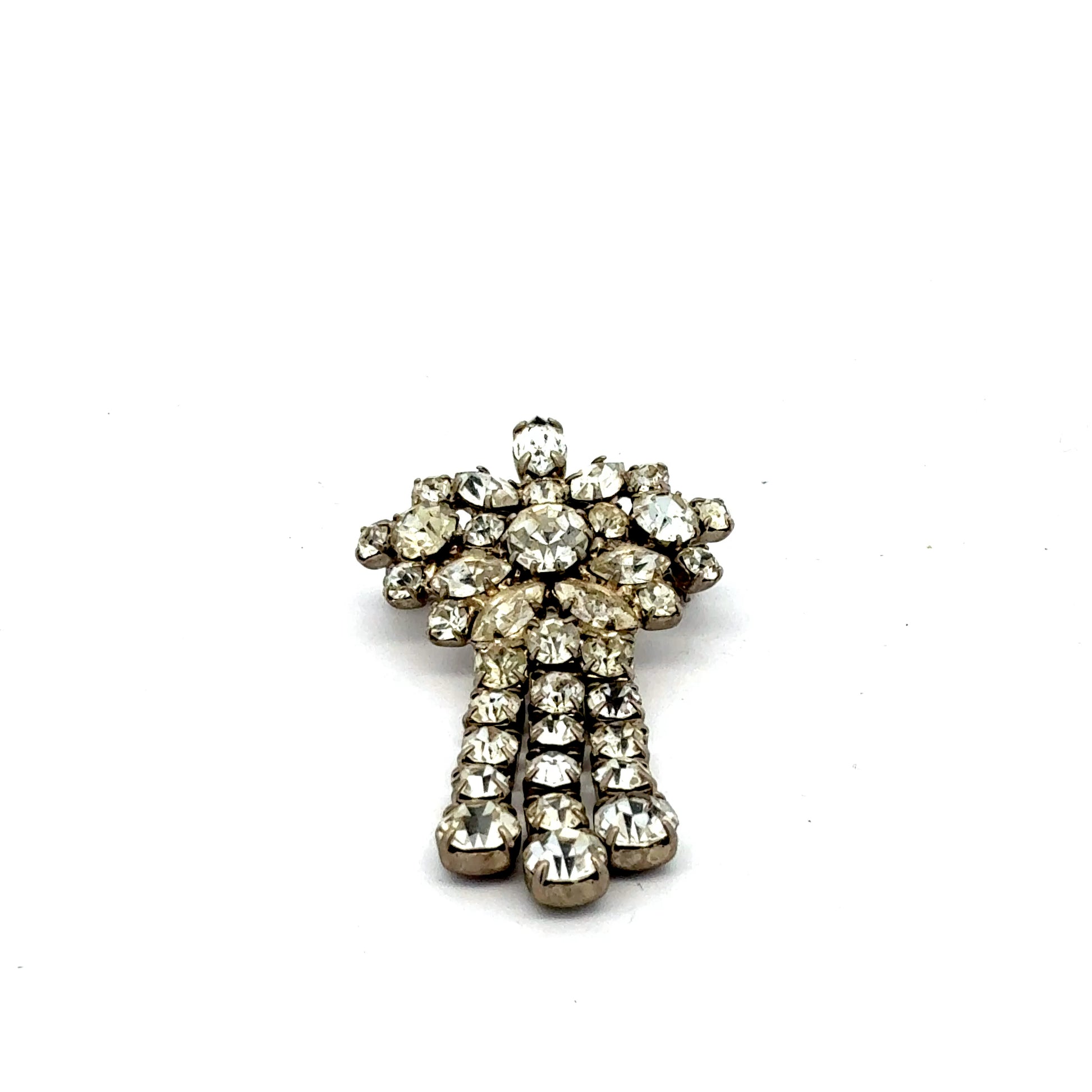 925er Silberbrosche mit Zirkonia - Detailansicht der funkelnden Steine

