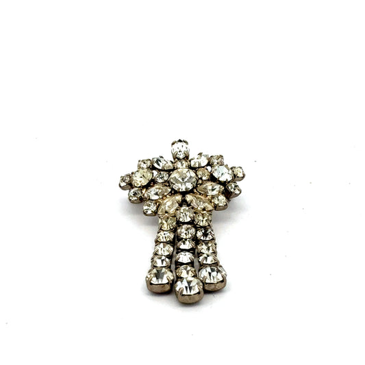 925er Silberbrosche mit Zirkonia - Detailansicht der funkelnden Steine

