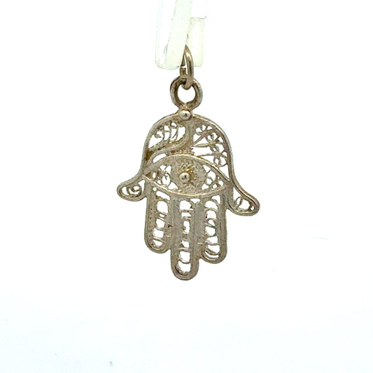 925er Silberanhänger Fatima-Hand Hamsa - Detailansicht des Schutzsymbols