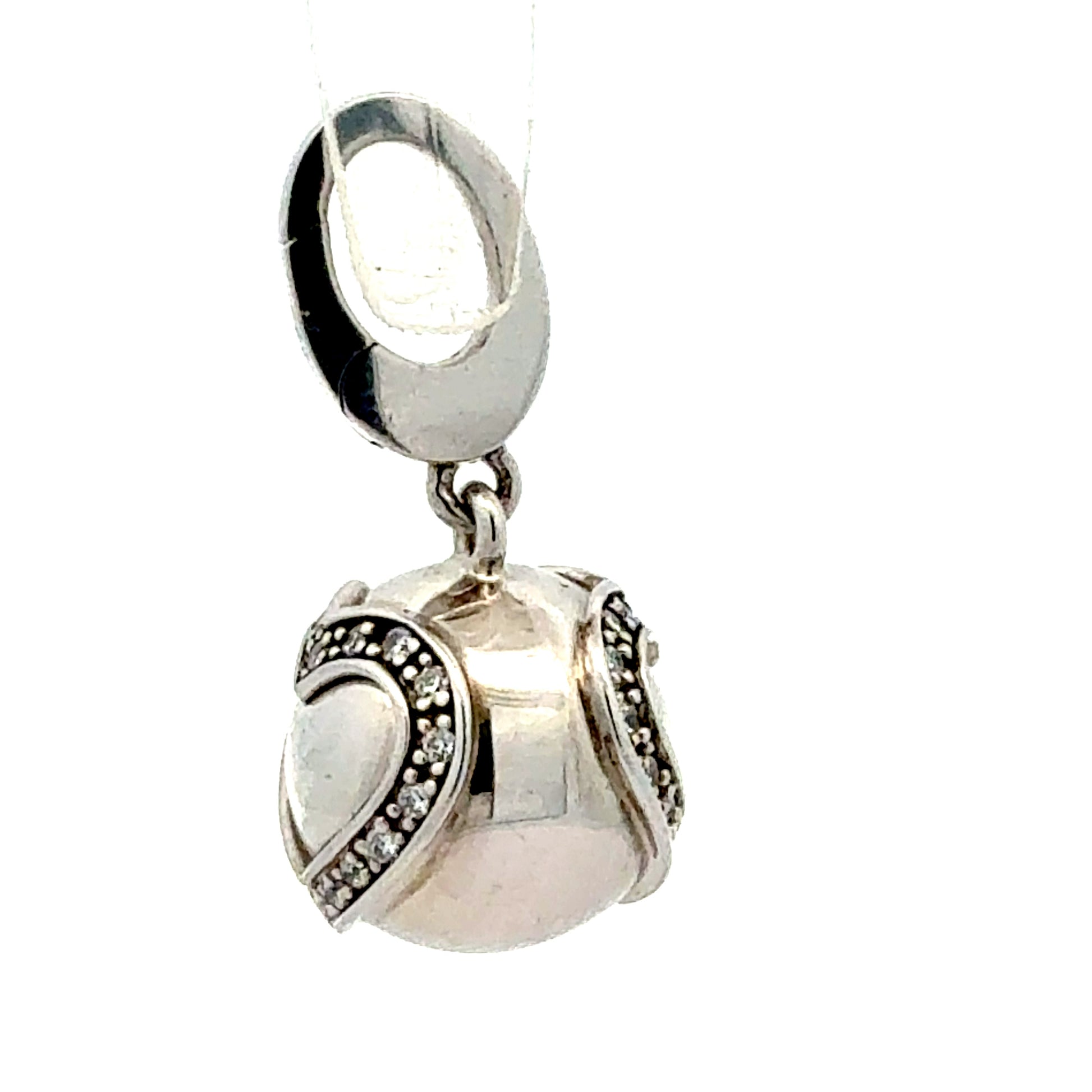 925er Silber Kugelanhänger mit Herz - Seitenansicht der dreidimensionalen Form