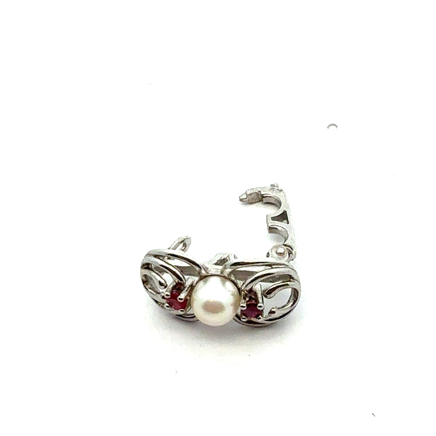 Sterlingsilber Anhänger Perlenkette 3,56g - Vorderansicht mit 2 Perlen und Stein