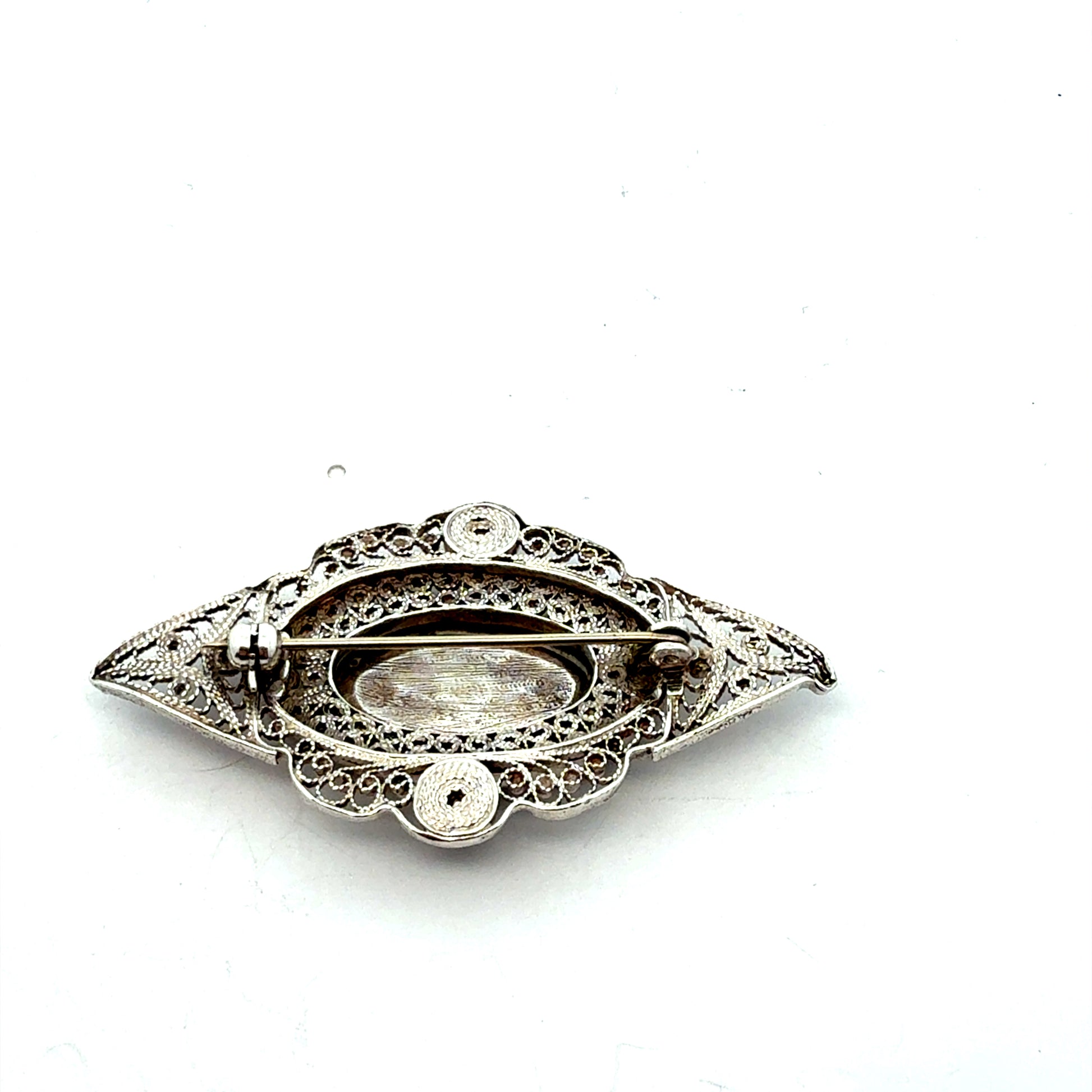 Sterlingsilber Brosche Moschee 8,55g - Rückansicht des kulturellen Schmuckstücks