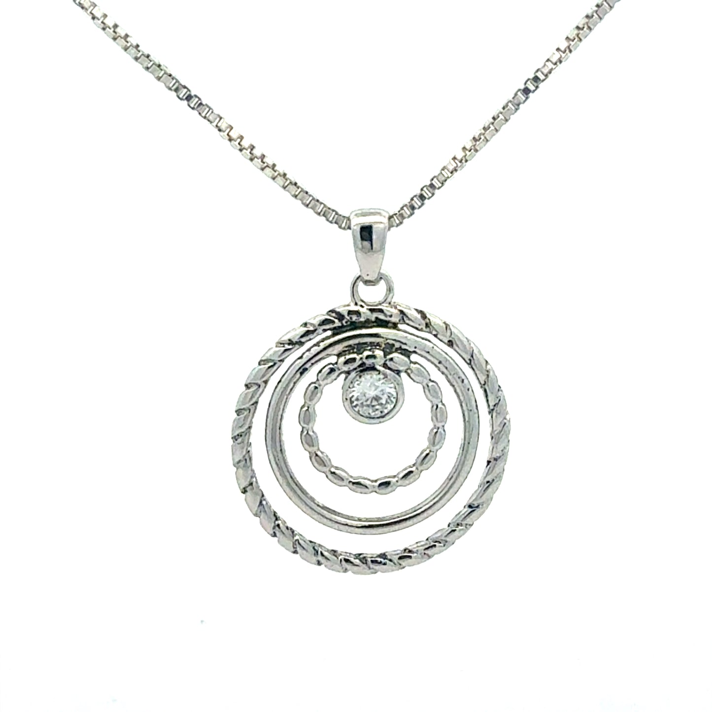 Silberkette 925 Sterling Silber mit Zirkonia Anhänger 50cm