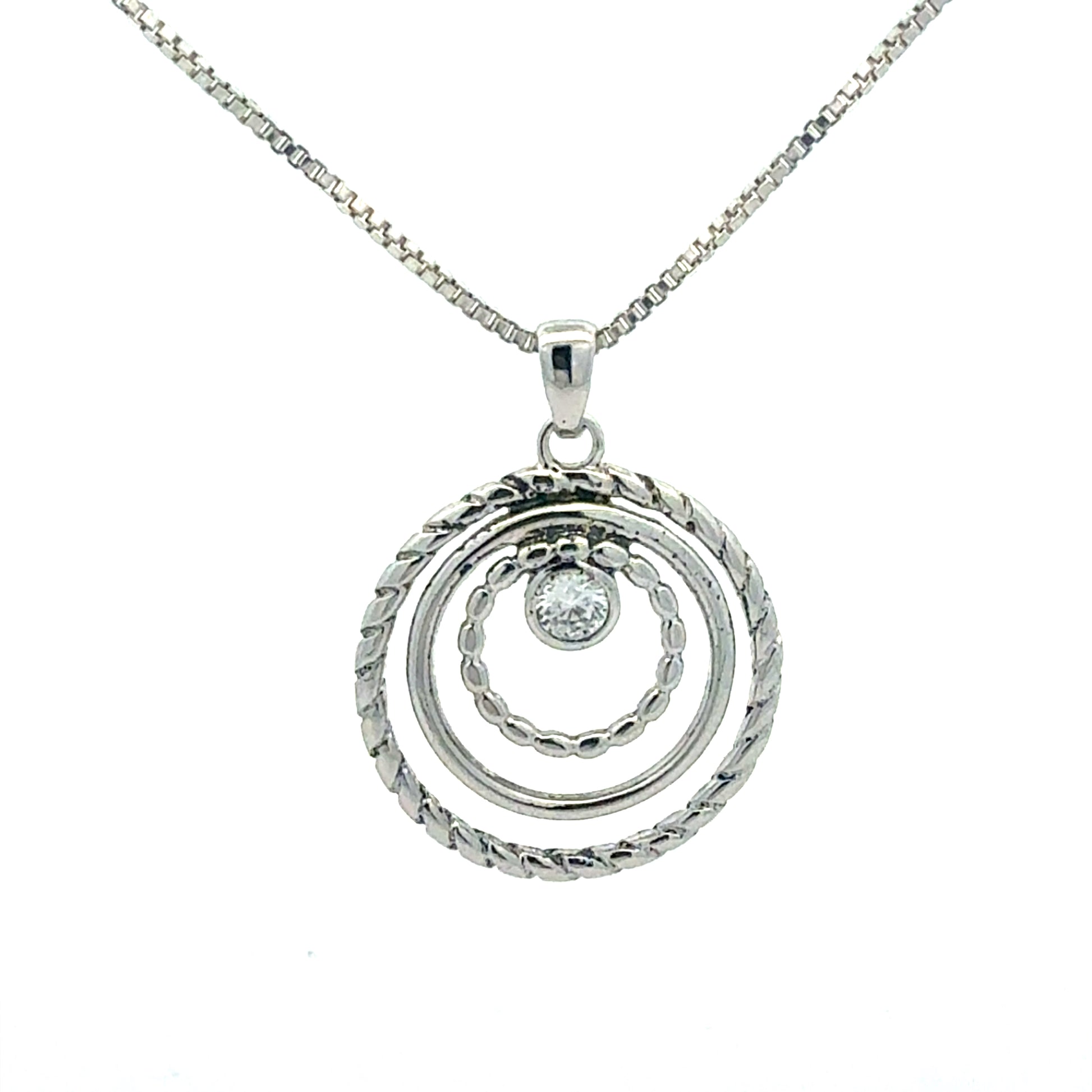 Silberkette 925 Sterling Silber mit Zirkonia Anhänger 50cm