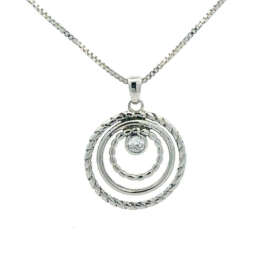 Silberkette 925 Sterling Silber mit Zirkonia Anhänger 50cm