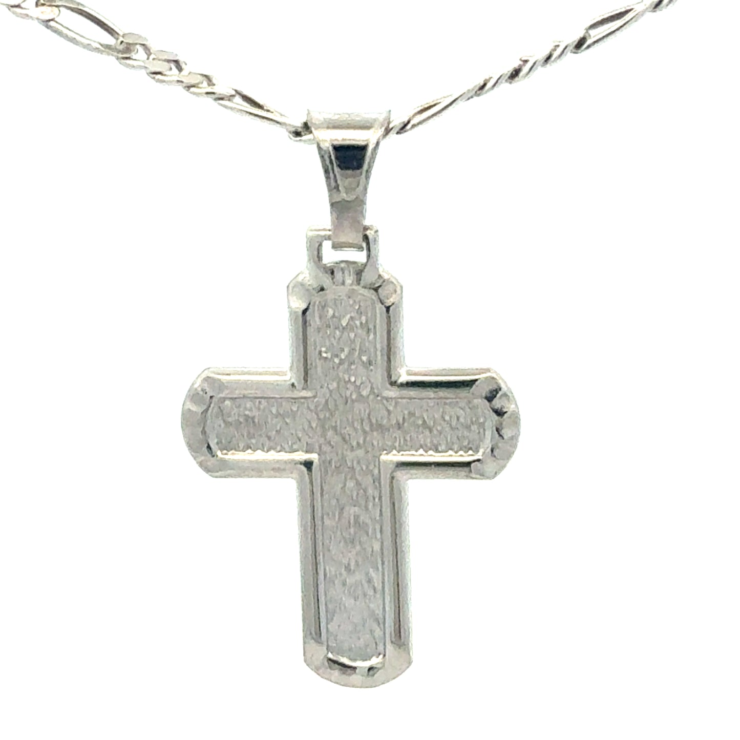 Figaro-Kette aus 925 Silber mit Kreuz-Anhänger 60cm