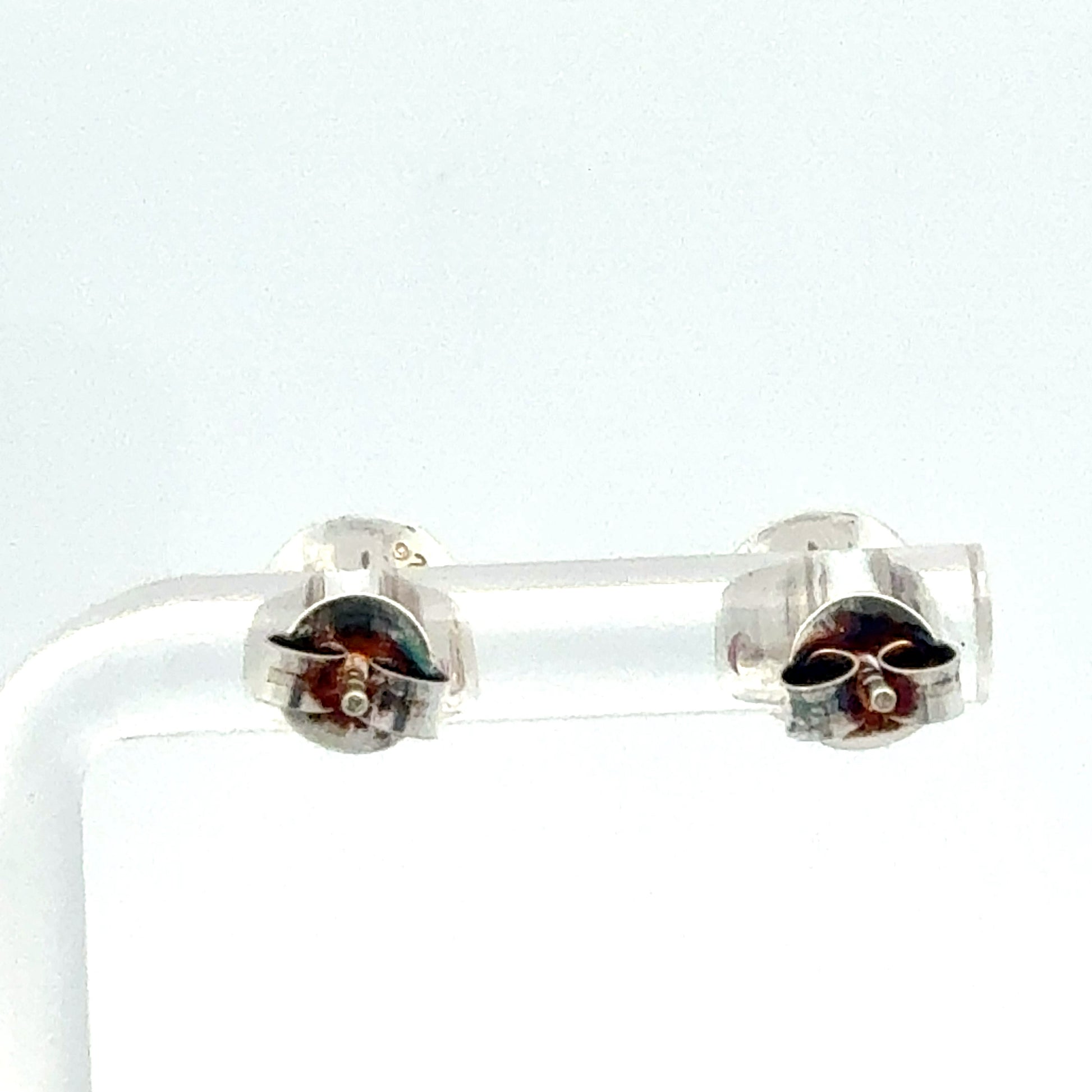 925 Sterlingsilber Ohrring mit rosa Glassteinen - Nahaufnahme Rückseite