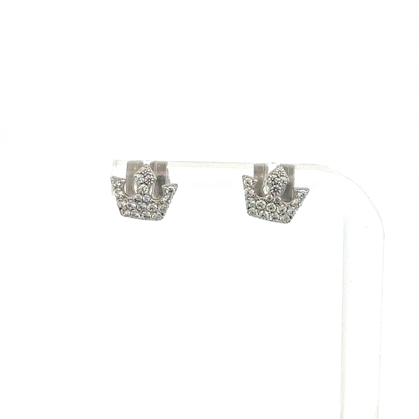 Krone Ohrringe aus 925 Sterling Silber mit Zirkonia Steinen - Frontansicht