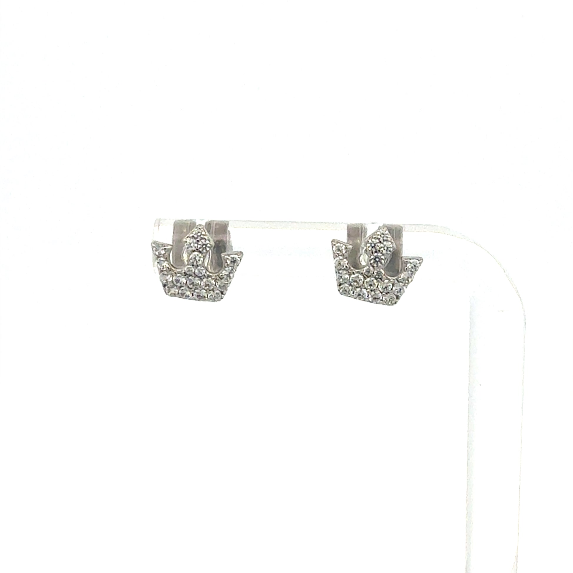 Krone Ohrringe aus 925 Sterling Silber mit Zirkonia Steinen - Frontansicht