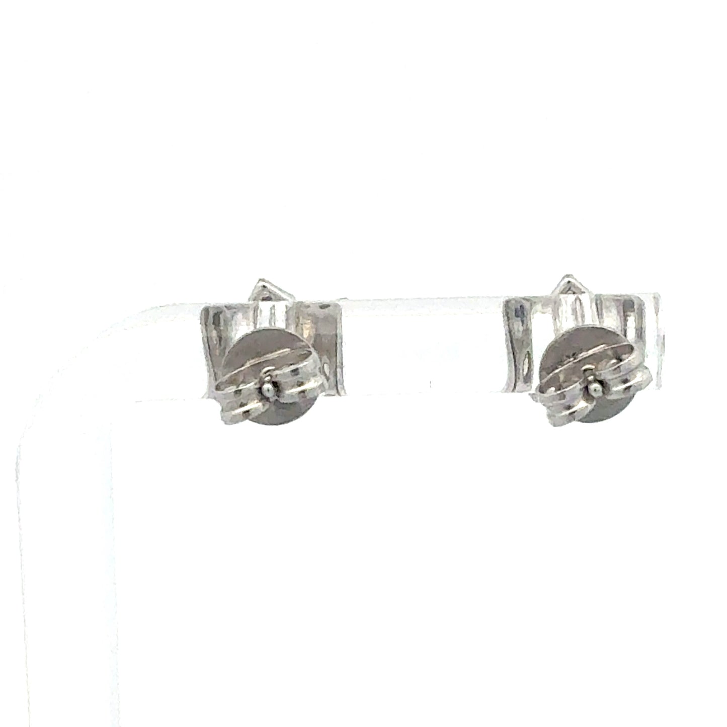 Sterling Silber Krone Ohrringe - Rückansicht mit funkelnden Zirkonia