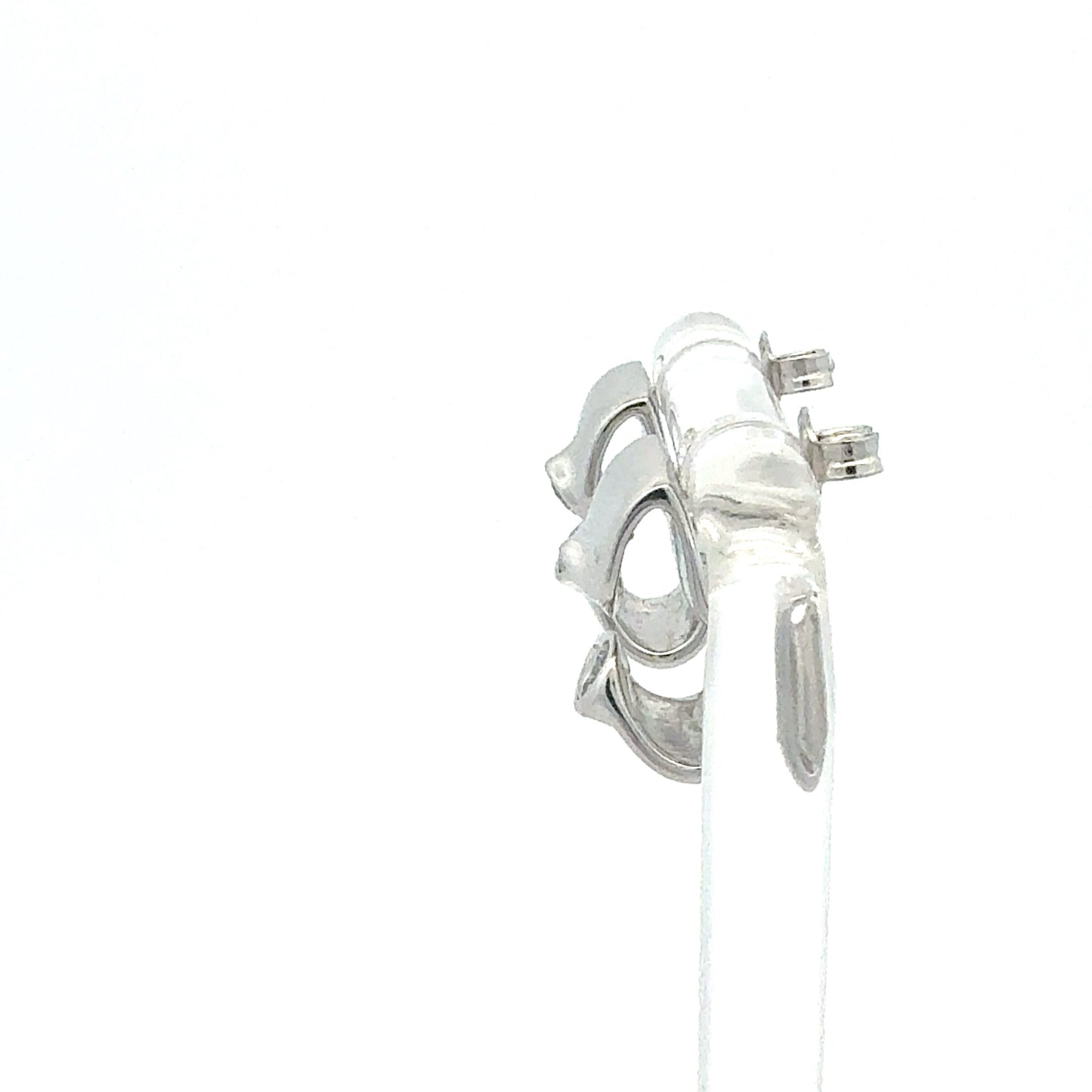 Silber 925 Ohrringe mit Zirkonia-Steinen - Nahaufnahme der Zirkonia-Steine Seitenansicht