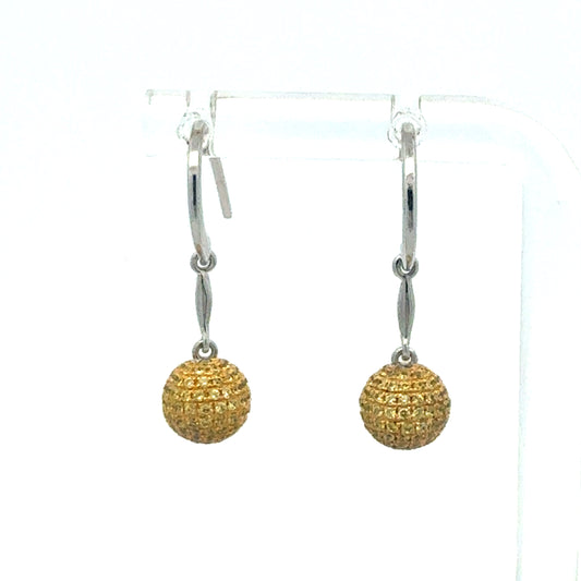 Silber Ohrringe 925 mit gelben Steinen - Vorderansicht