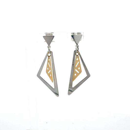 Ohrringe aus Silber 925 halb vergoldet - Frontansicht auf weißem Hintergrund