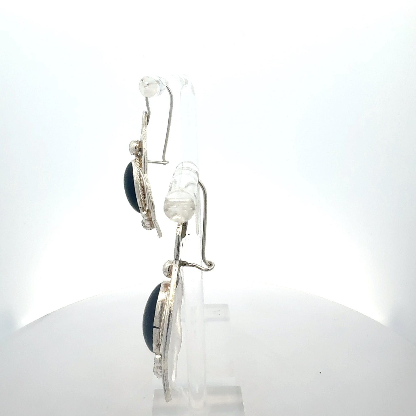 925 Sterlingsilber Ohrringe mit Onyx - Seitenansicht
