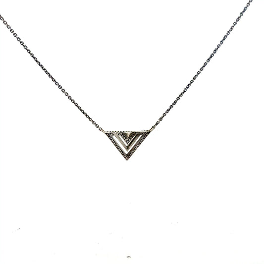 925er Sterlingsilber Kette mit Pyramiden-Anhänger 47cm