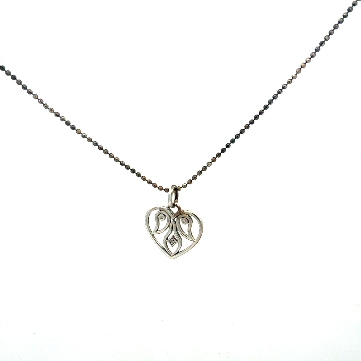 Silberkette 925 mit Herz-Anhänger und Zirkonia - Frontansicht