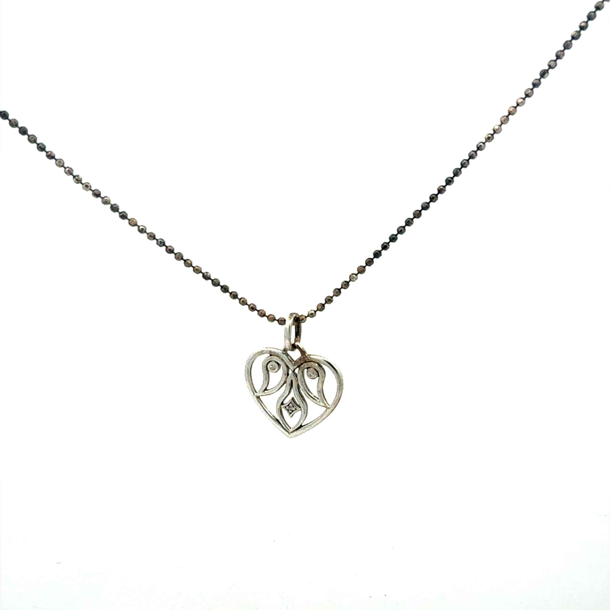 Silberkette 925 mit Herz-Anhänger und Zirkonia - Frontansicht