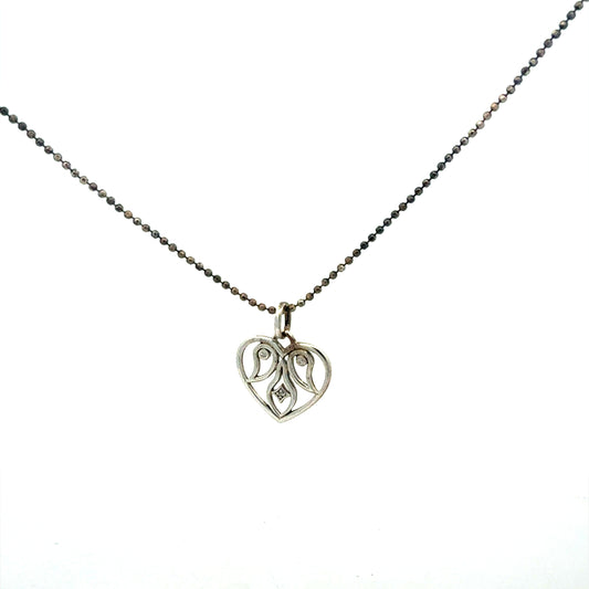 Silberkette 925 mit Herz-Anhänger und Zirkonia - Frontansicht