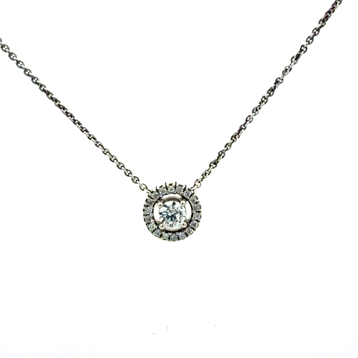 Silberkette 925 mit Zirkonia Anhänger Frontansicht 46 cm