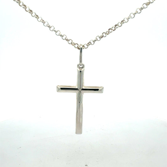 925 Silber Kette mit Kreuz-Anhänger Detailansicht
