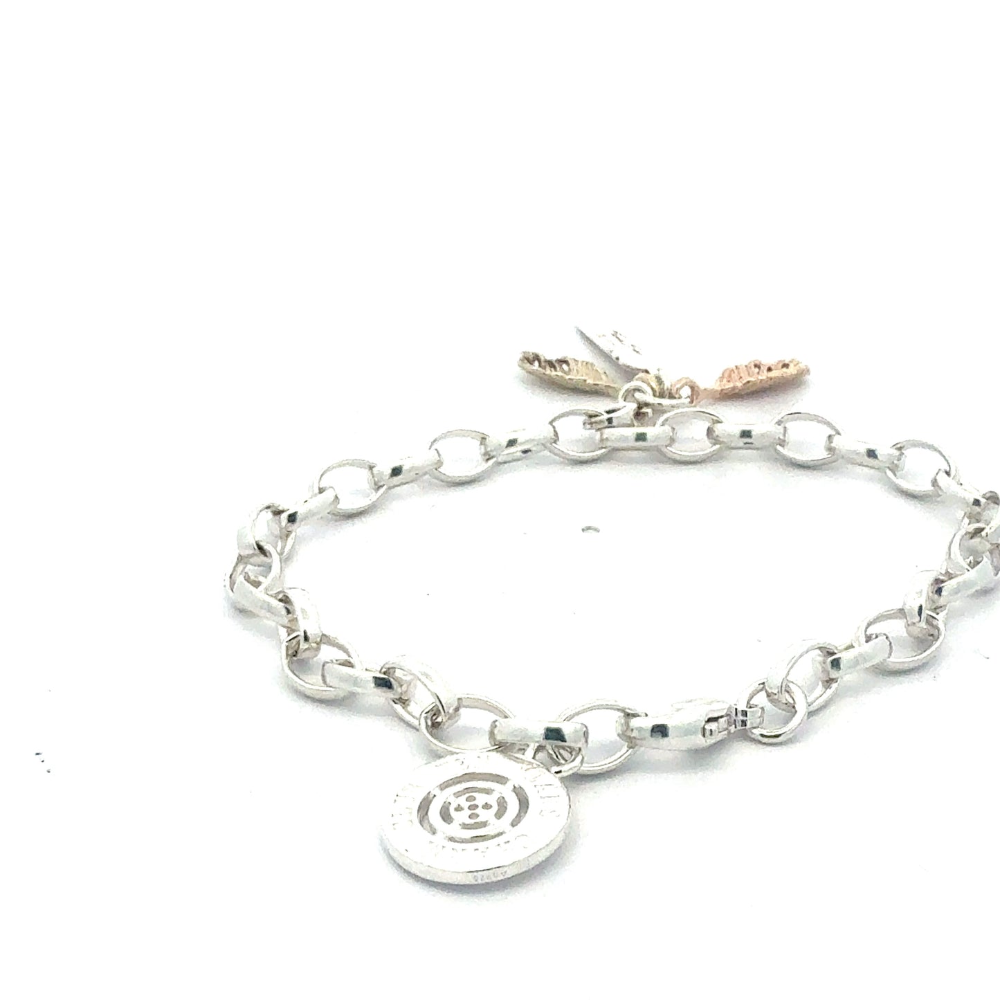 Detailansicht Thomas Sabo Silberarmband mit rosé vergoldetem Blattanhänger
