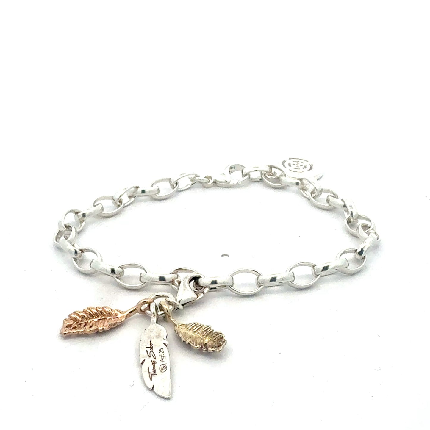 Thomas Sabo Silberarmband mit rosévergoldetem Blattanhänger - Trageansicht 
