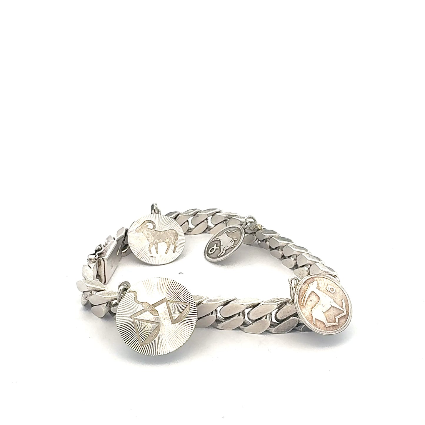 Elegantes 925er Sterlingsilber-Armband mit Sternzeichen-Anhängern, 21cm Länge