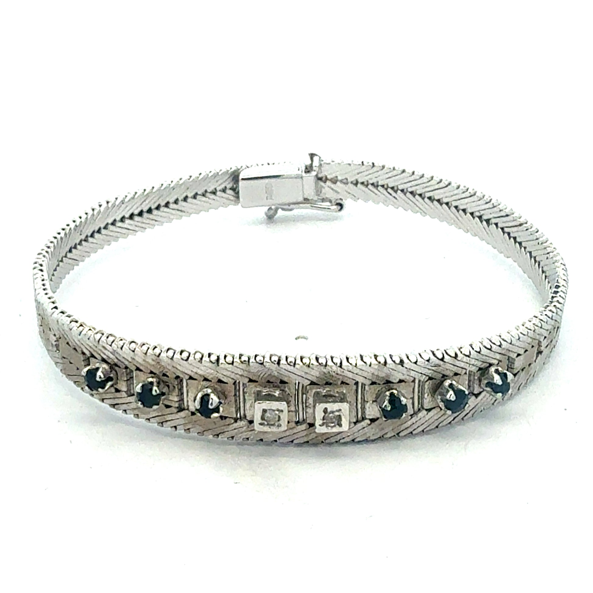 Silberarmband 925 mit blauen Steinen und Zirkonia - Detailansicht