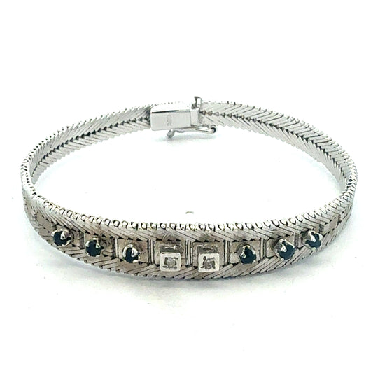 Silberarmband 925 mit blauen Steinen und Zirkonia - Detailansicht