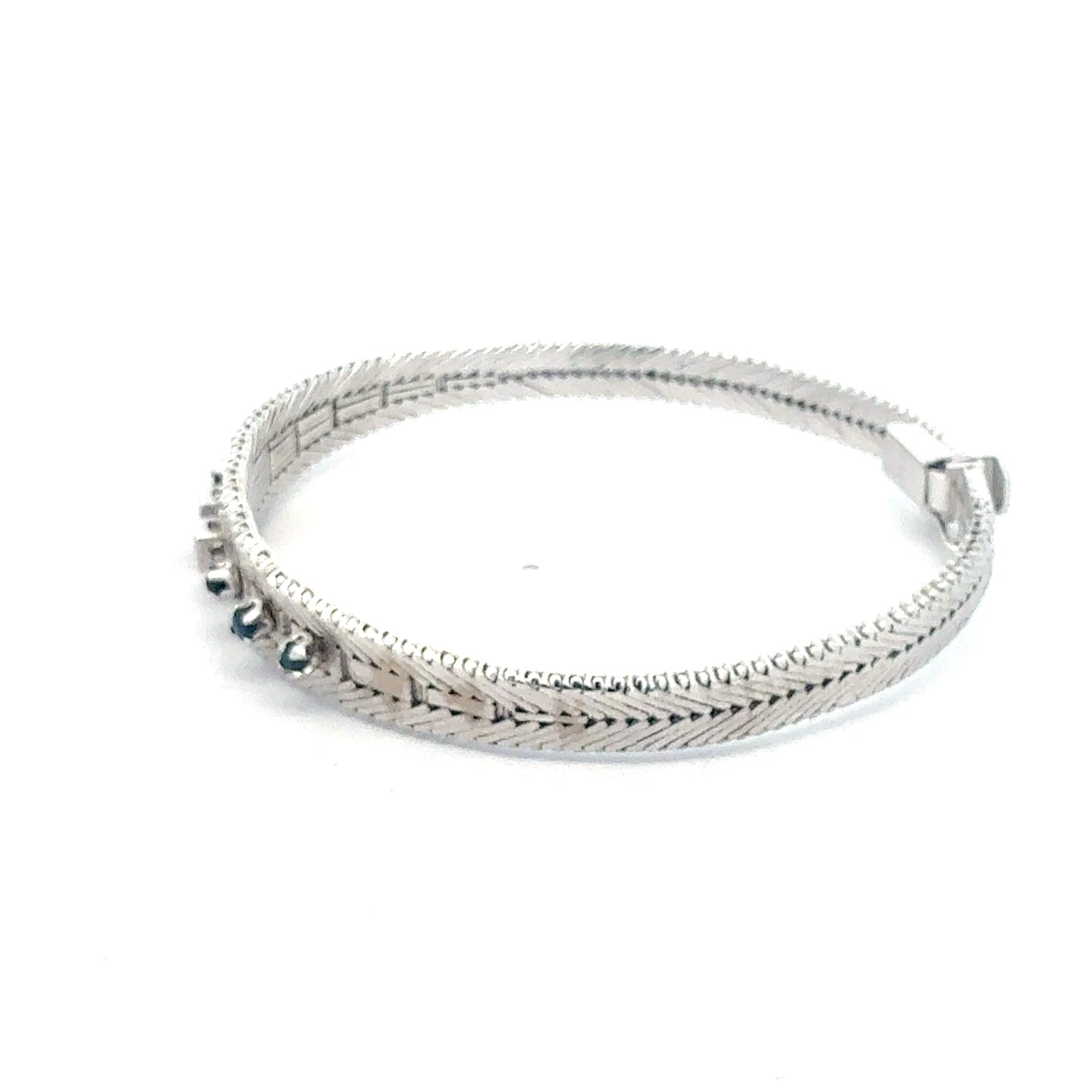 Elegantes Silberarmband mit funkelnden blauen Steinen - Seitenansicht