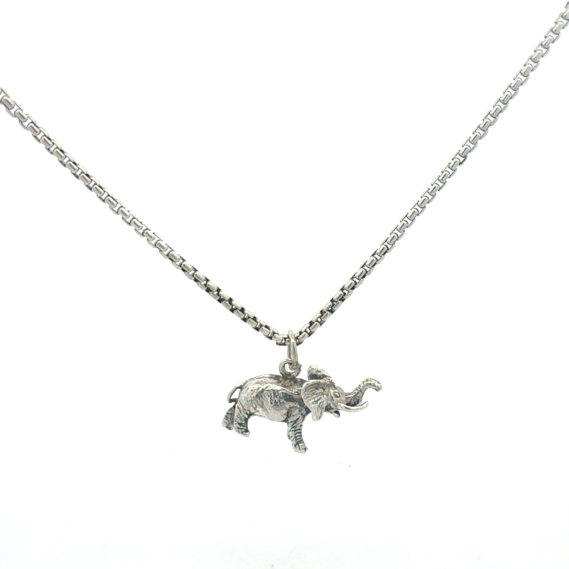 Silberkette 925 mit Elefanten-Anhänger, 45 cm Länge, Gesamtansicht