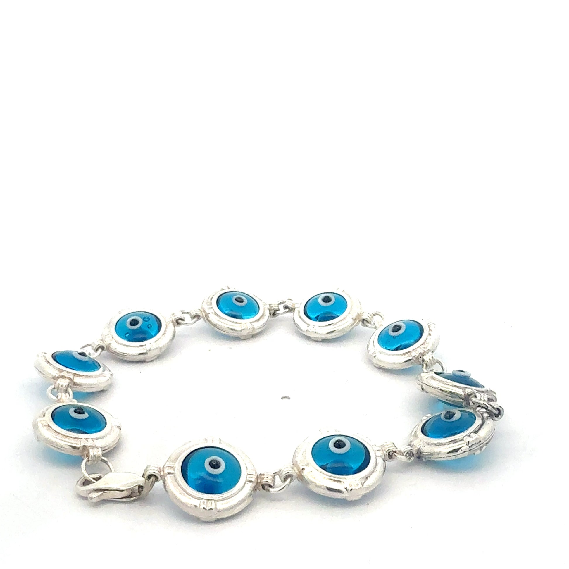 Armband Silber 925 mit blauen Nazar-Steinen Nahansicht