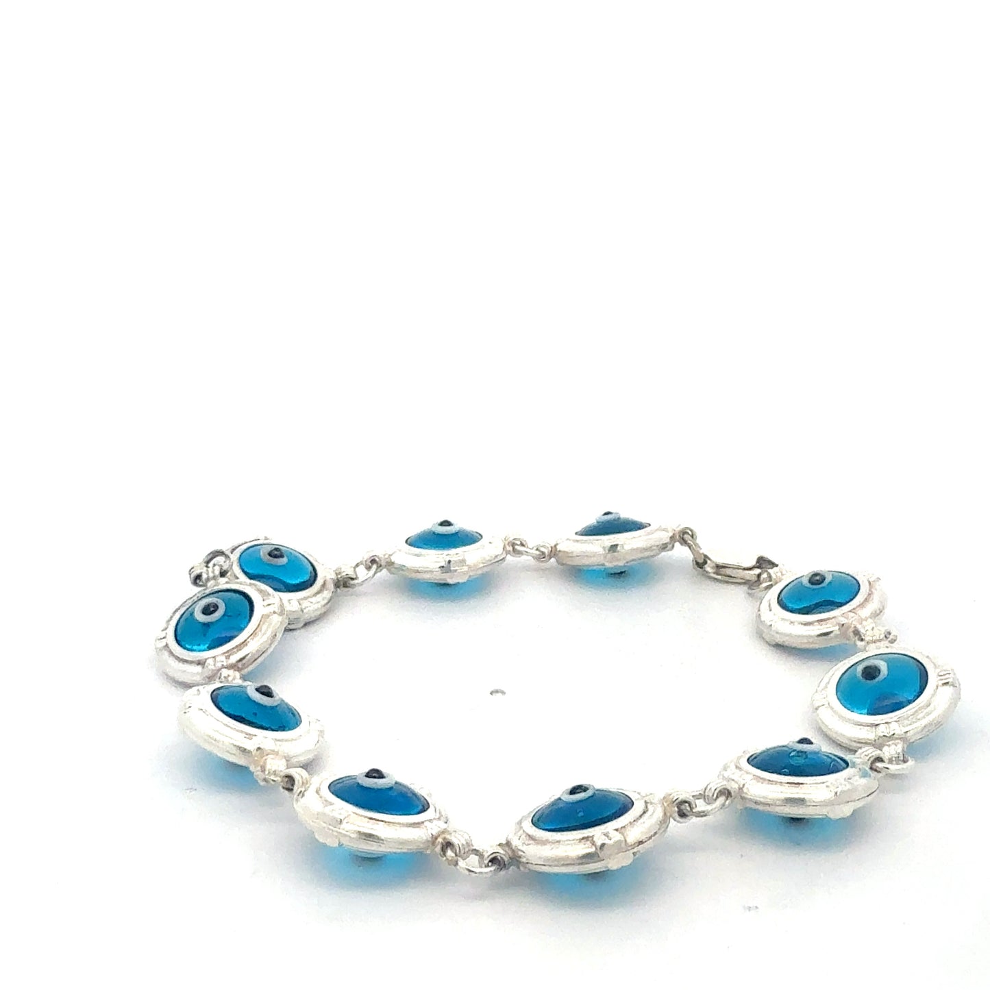 925 Sterlingsilber Armband mit Böser Blick Amuletten Nahaufnahme