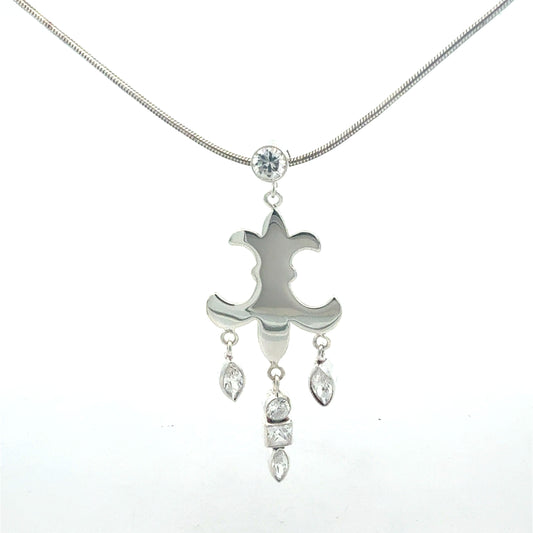 Silberkette 925 mit Zirkonia-Anhänger 44 cm – Frontansicht