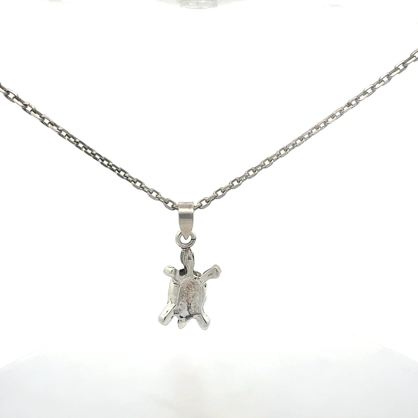 Silberkette 925 Sterlingsilber Kette Schildkröten-Anhänger Rückansicht