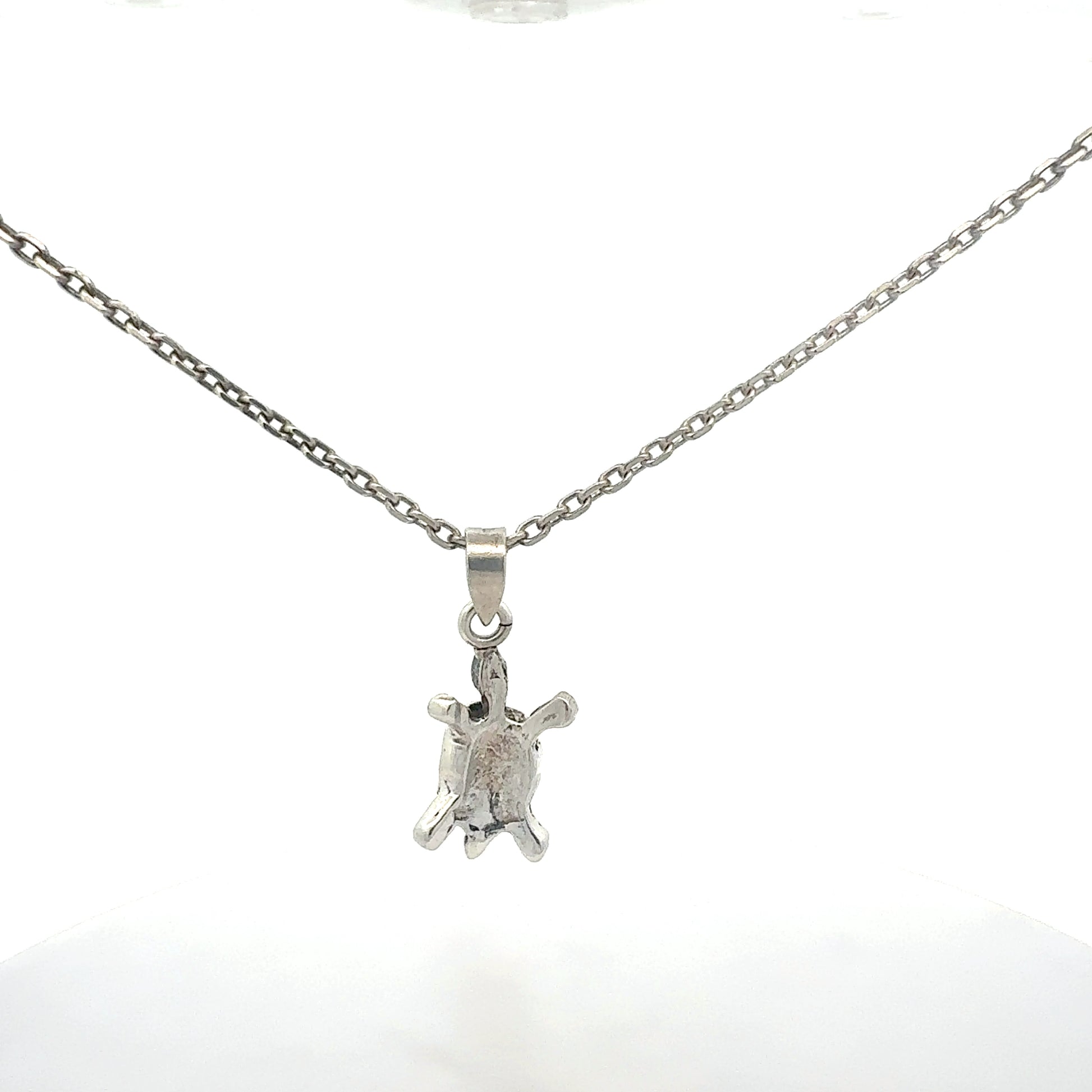Silberkette 925 Sterlingsilber Kette Schildkröten-Anhänger Rückansicht
