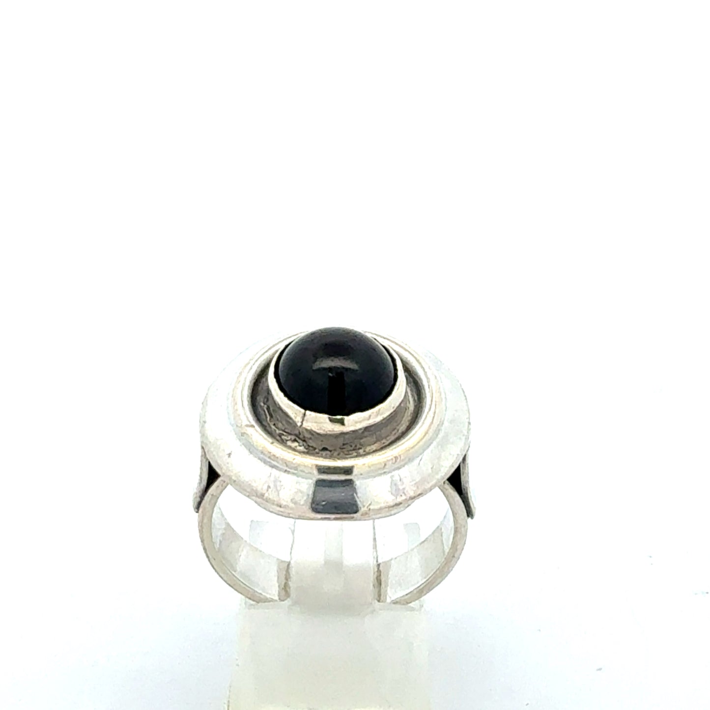 925er Silber Ring mit schwarzem Onyx Edelstein, Größe 59

