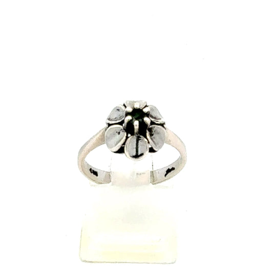 Feiner Ring aus 925 Sterling Silber mit schwarzem Onyx, Größe 50, 2,19 Gramm