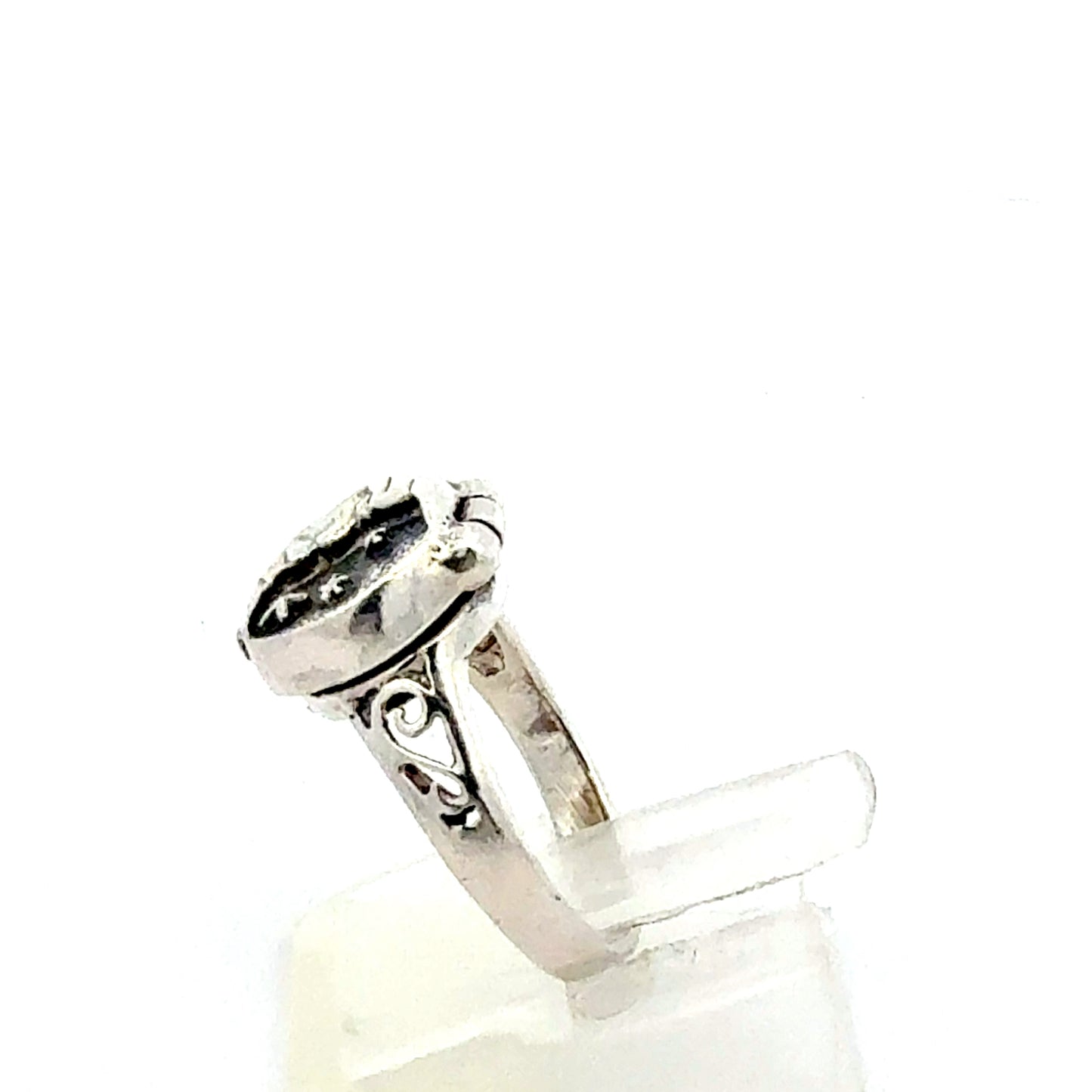 Seitenansicht Silberring mit Mond und Sternen, 925 Sterlingsilber Ring
