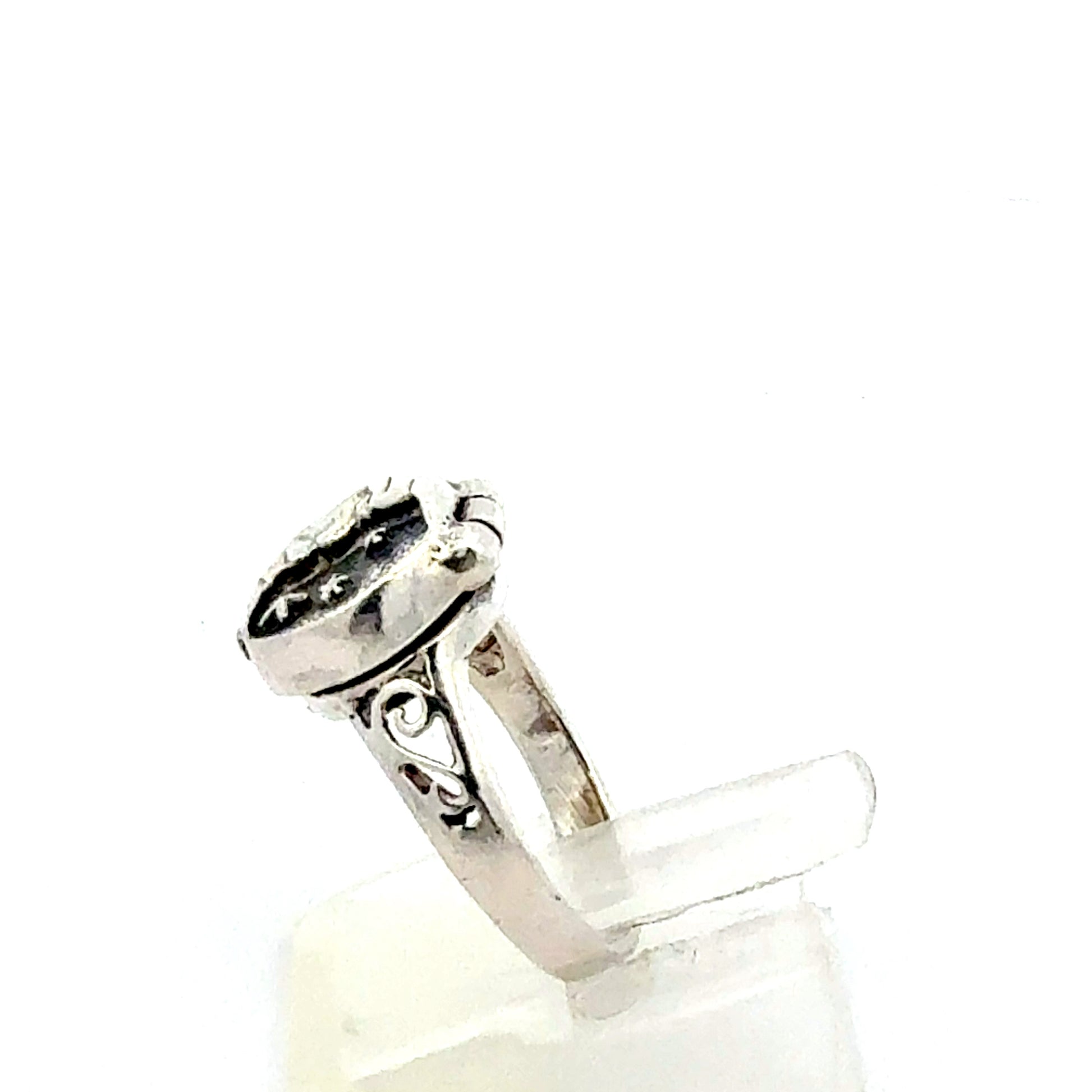 Seitenansicht Silberring mit Mond und Sternen, 925 Sterlingsilber Ring
